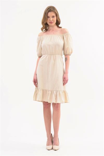 Kadın Beli Lastikli Tery Coton Elbise 4367/95