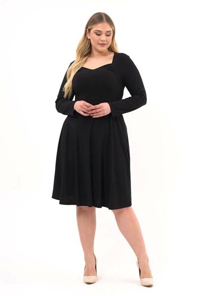 Kadın Beşgen Yaka Uzun Kol Detaylı Kısa Örme Elbise 4464/110