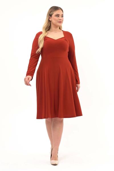 Kadın Beşgen Yaka Uzun Kol Detaylı Kısa Örme Elbise 4464/110