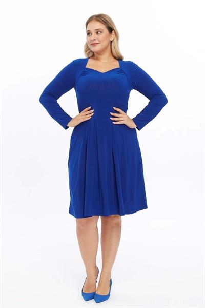 Kadın Beşgen Yaka Uzun Kol Detaylı Kısa Örme Elbise 4464/110