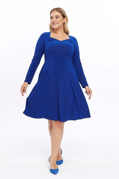 Kadın Beşgen Yaka Uzun Kol Detaylı Kısa Örme Elbise 4464/110