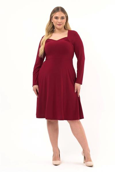 Kadın Beşgen Yaka Uzun Kol Detaylı Kısa Örme Elbise 4464/110