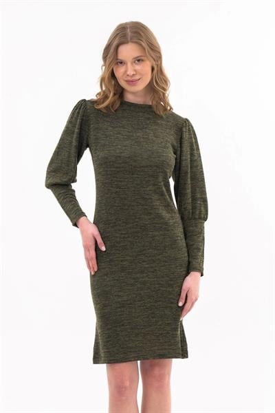 Apsen Kadın Haki bisiklet Yaka Kol Detaylı diz boyu Triko Elbise 4351-100