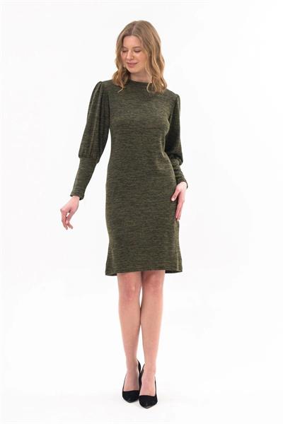 Apsen Kadın Haki bisiklet Yaka Kol Detaylı diz boyu Triko Elbise 4351-100