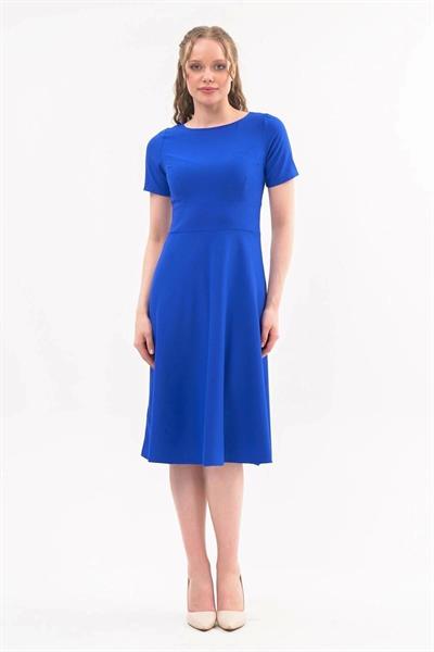 Kadın Bisiklet Yaka Midi Krep Elbise 4442/110
