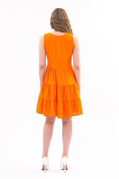 Kadın Boydan Düğmeli Yeni Sezon V Yaka Midi Boy Elbise 4472/95