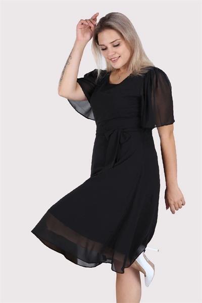 Apsen Kadın  Büyük Beden Melek Kol Boy Midi Şifon Elbise 4257-110