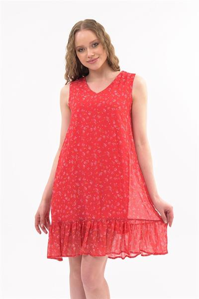 Apsen Kadın Narçiçeği Büzgü Detaylı Midi Boy Emprime Şifon Elbise 4326-95