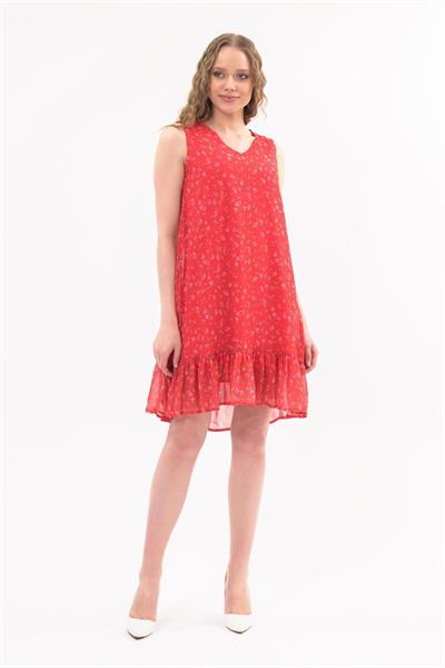 Apsen Kadın Narçiçeği Büzgü Detaylı Midi Boy Emprime Şifon Elbise 4326-95