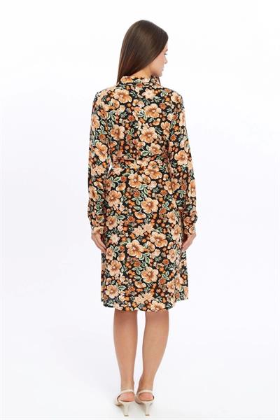 Kadın Çiçek desenli Önden Düğme Detaylı Elbise 4426/138
