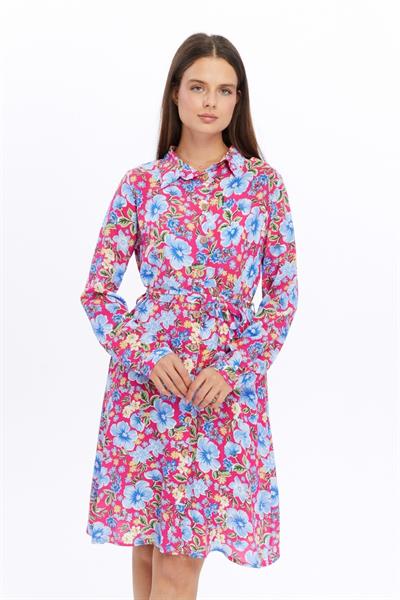 Kadın Çiçek desenli Önden Düğme Detaylı Elbise 4426/95