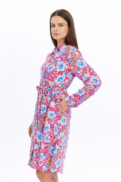 Kadın Çiçek desenli Önden Düğme Detaylı Elbise 4426/95