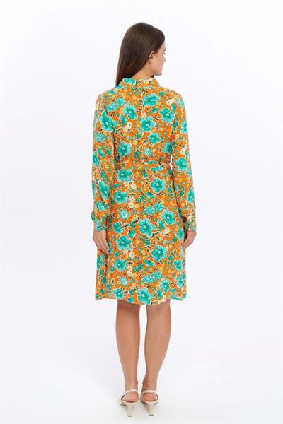 Kadın Çiçek desenli Önden Düğme Detaylı Elbise 4426/138