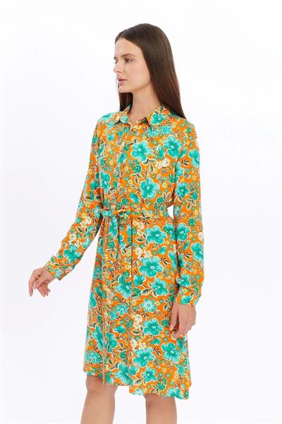 Kadın Çiçek desenli Önden Düğme Detaylı Elbise 4426/138