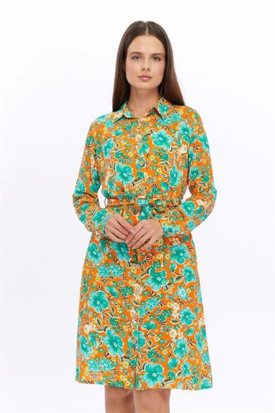 Kadın Çiçek desenli Önden Düğme Detaylı Elbise 4426/138