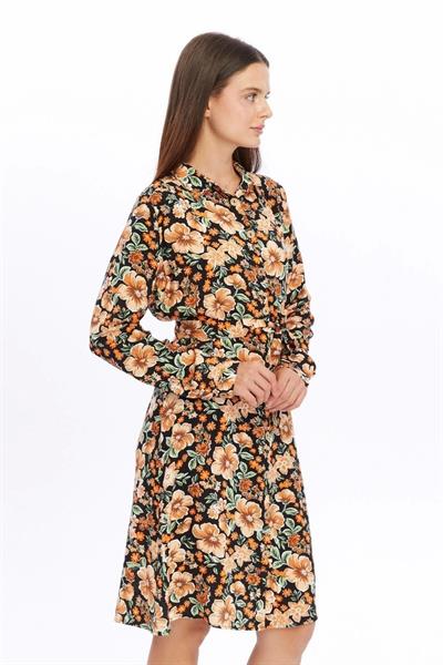 Kadın Çiçek desenli Önden Düğme Detaylı Elbise 4426/138