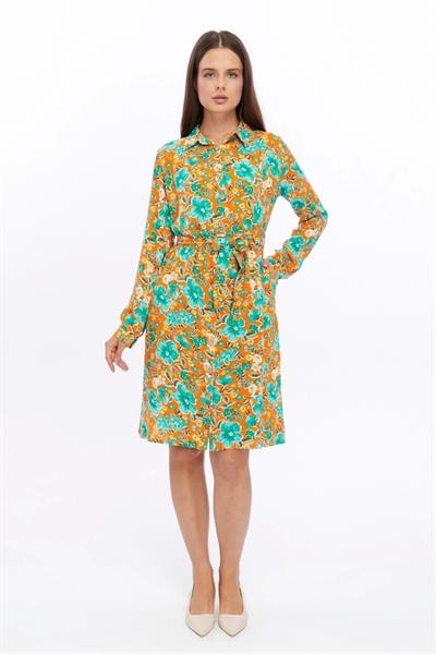 Kadın Çiçek desenli Önden Düğme Detaylı Elbise 4426/138