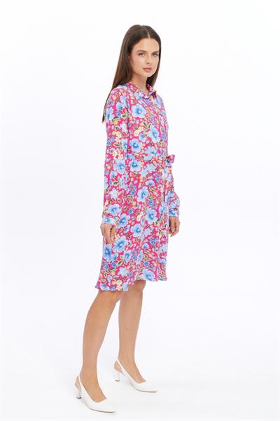 Kadın Çiçek desenli Önden Düğme Detaylı Elbise 4426/95