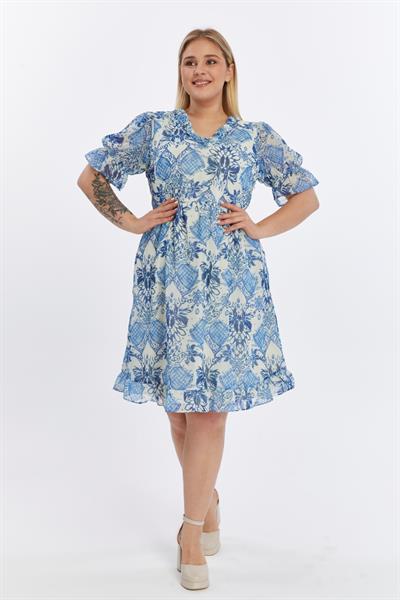 Kadın Desenli Şifon Elbise 4491/110
