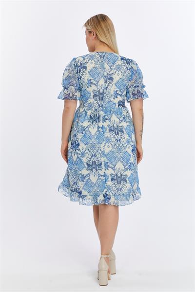 Kadın Desenli Şifon Elbise 4491/110