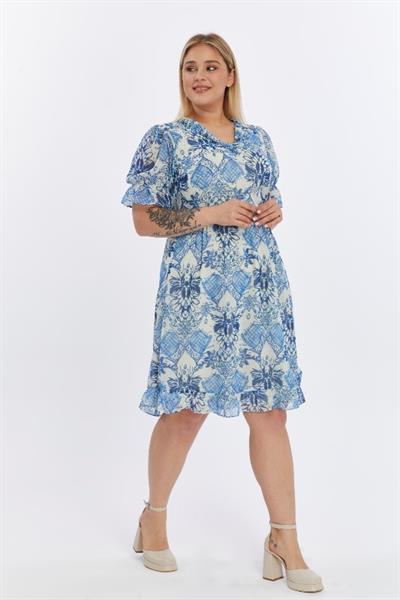 Kadın Desenli Şifon Elbise 4491/110