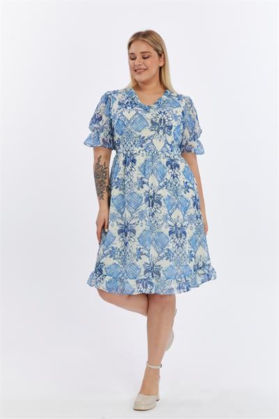Kadın Desenli Şifon Elbise 4491/110