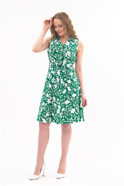 Kadın Düğme Detaylı V Yaka Cotton Elbise 4405/105