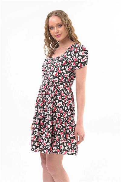 Kadın kare Yaka büzgü Detaylı Mini Elbise 4447/95