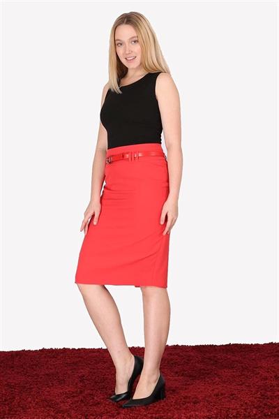 Apsen Kadın 1984-63 Narçiçeüi kemer Detaylı Dört Mevsimlik Midi Boy Etek 