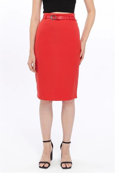 Kadın Kemer Detaylı Likralı Ofis Kalem Etek 1580/63