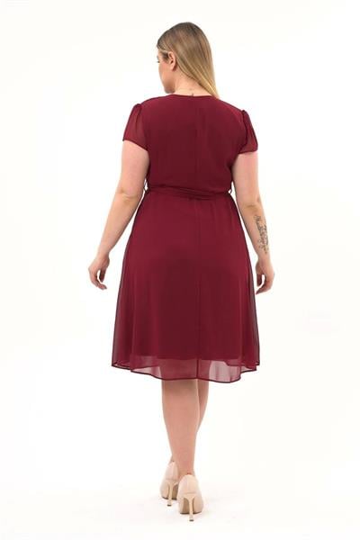 Kadın Kruvaze Yaka Midi Şifon Elbise 4449/110