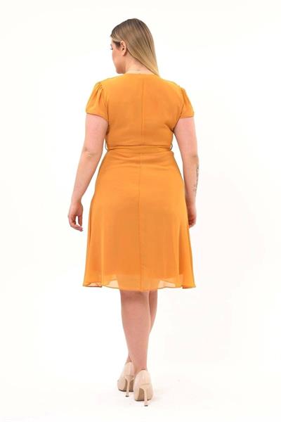 Kadın Kruvaze Yaka Midi Şifon Elbise 4449/110