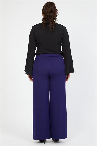 Apsen Kadın Lacivert Büyük Beden Renk Kuşak Detaylı Pantolon 338-105 