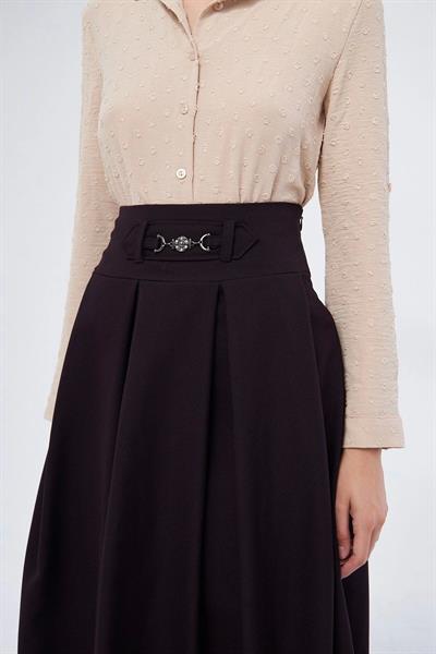 Apsen Kadın Mor Metal Aksesuar Detaylı Mevsimlik Kloş Tesettür Etek 2054-90 