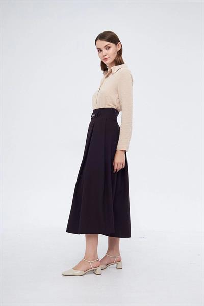 Apsen Kadın Mor Metal Aksesuar Detaylı Mevsimlik Kloş Tesettür Etek 2054-90 