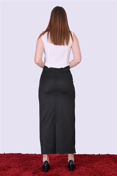 Apsen Kadın Siyah Mevsimlik Düğme Detaylı Uzun Tesettür Kalem Etek 2104-95