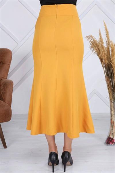 Apsen Kadın Hardal Mevsimlik Düğmeli Apolet Detaylı Balık Etek  2161-95 