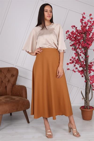 Apsen Kadın Mevsimlik Fermuarlı Uzun kloş Etek 2148-95