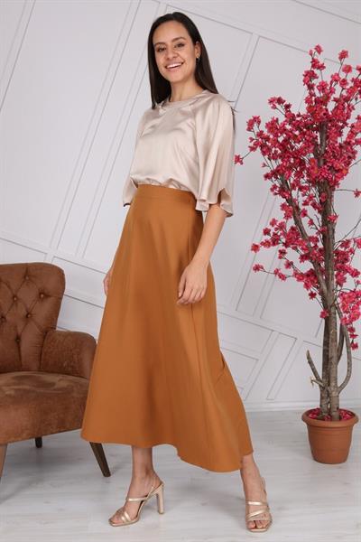 Apsen Kadın Mevsimlik Fermuarlı Uzun kloş Etek 2148-95