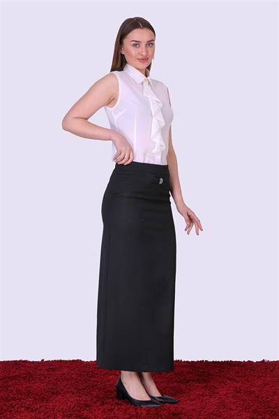 Apsen Kadın Siyah  Mevsimlik Fiyonk Detaylı Uzun Kalem Etek 2108-95 