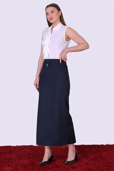 Apsen Kadın Lacivet Mevsimlik Fiyonk Detaylı Uzun Kalem Etek 2108-95