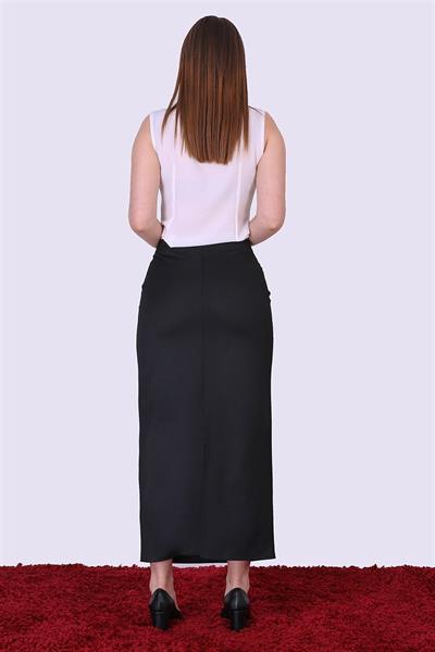 Apsen Kadın Siyah  Mevsimlik Fiyonk Detaylı Uzun Kalem Etek 2108-95 