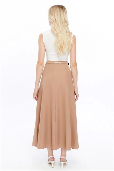 Apsen Kadın Cmel Mevsimlik Kemer Detaylı Parçalı Kloş Uzun Etek 1003-95
