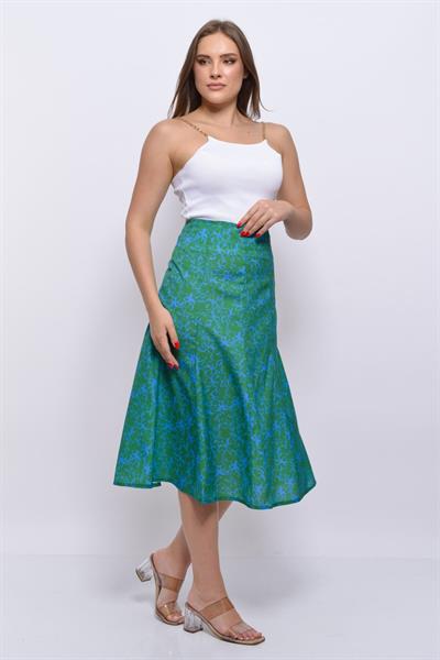 Kadın Mevsimlik Parçalı Kloş Midi Etek 2186/77