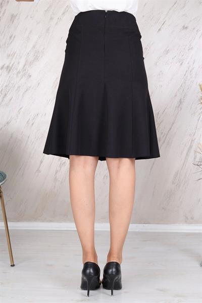 Apsen Kadın Siyah Mevsimlik Parçalı kloş Midi Etek 1896-63
