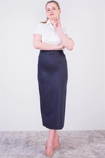 Apsen Kadın Lacivert Mevsimlik Poliviskon Toka Detaylı Uzun Kalem Etek 2092-95