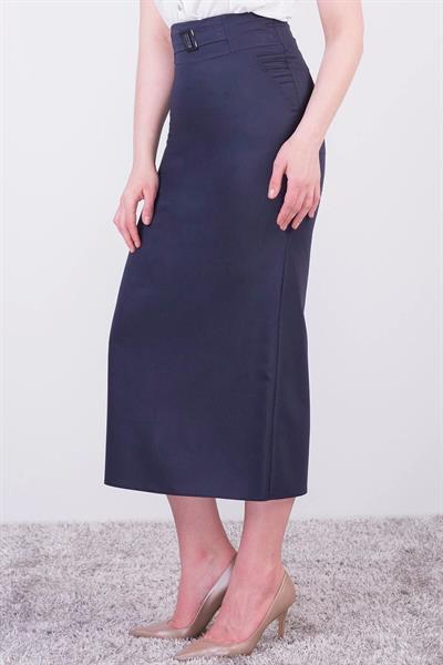 Apsen Kadın Lacivert Mevsimlik Poliviskon Toka Detaylı Uzun Kalem Etek 2092-95