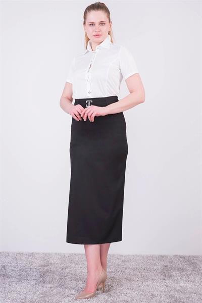 Apsen Kadın Siyah Mevsimlik Poliviskon Toka Detaylı Uzun Kalem Etek 2092-95