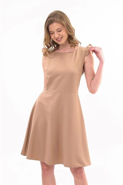Apsen 4321/95 Kadın Renk Camel Omuz Detaylı  Midi Boy Elbise 