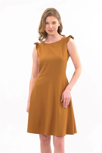 Apsen Kadın Renk Taba Omuz Detaylı  Midi Boy Elbise 4321-95 